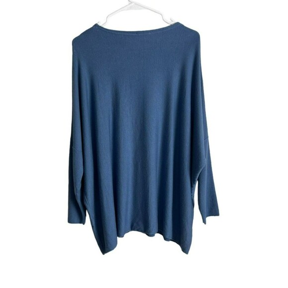 Three Stars Angora Wool Blend Sweater Size 6 Oversize Blue Dolman Sleeve Italy - Picture 2 of 6